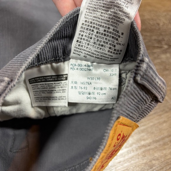 Levi's Corduroy Pants Mens 30x30 Gray Straight Fit Classic Casual Travel - Picture 6 of 9